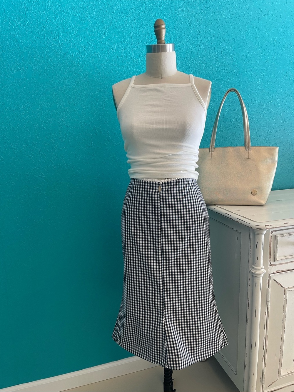 ZARA Gingham Midiskirt pencil skirt NWT